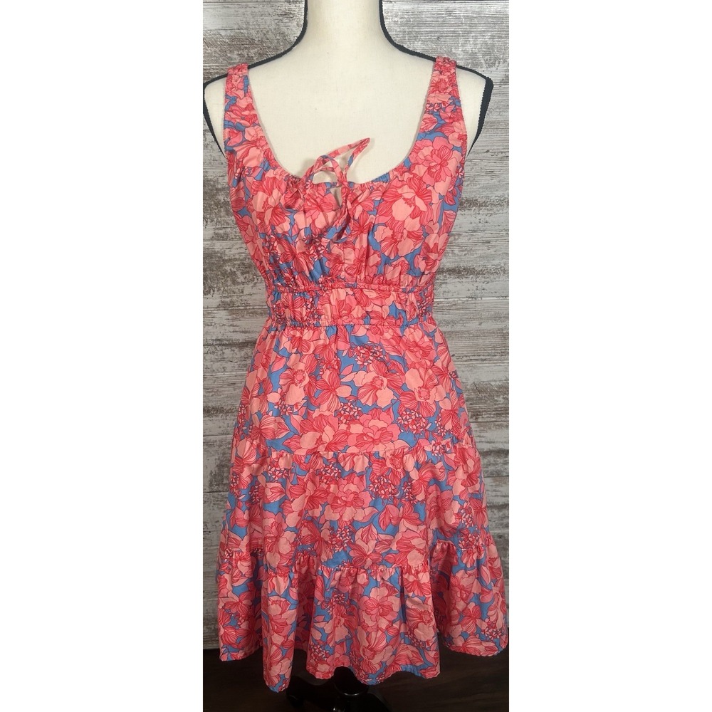 Gap Sleeveless Mini Dress Pink Floral Ruffle‎ Hem XXS
